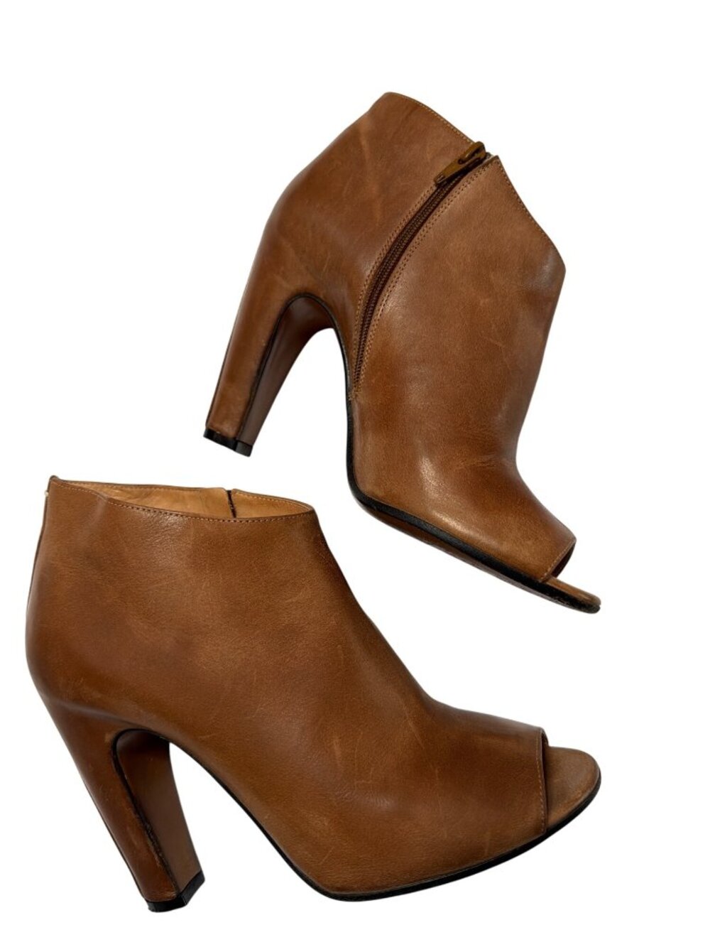 Maison Martin Margiela Leather Peep-Toe Booties